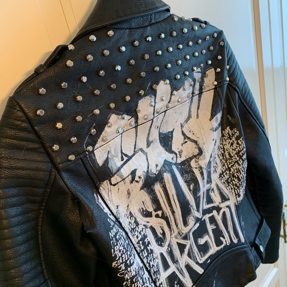 Black punk motorcycle jacket - Picture 4 of 5